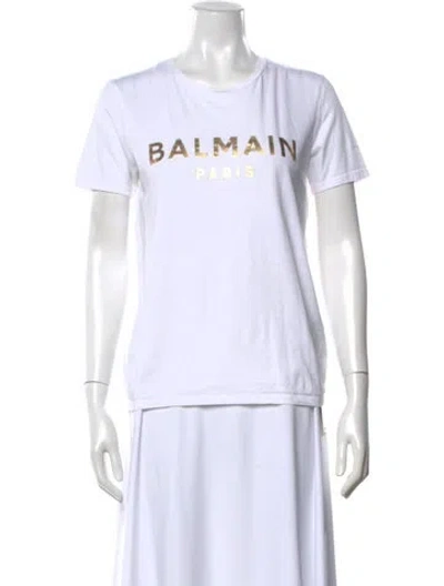 Pre-owned Balmain Graphic Print Crew Neck T-shirt In White