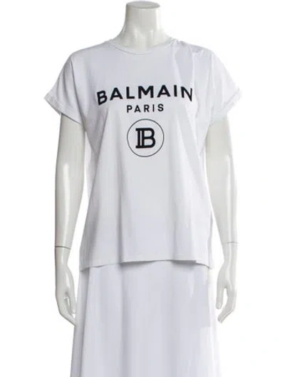 Pre-owned Balmain Graphic Print Crew Neck T-shirt In White