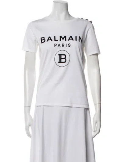 Pre-owned Balmain Graphic Print Crew Neck T-shirt In White