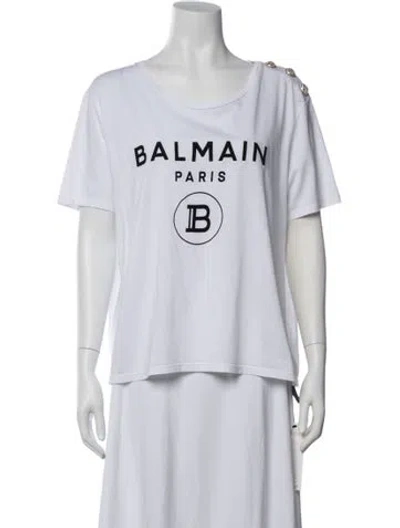 Pre-owned Balmain Graphic Print Crew Neck T-shirt In White
