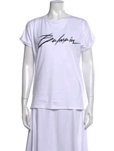 Pre-owned Balmain Graphic Print Crew Neck T-shirt In White
