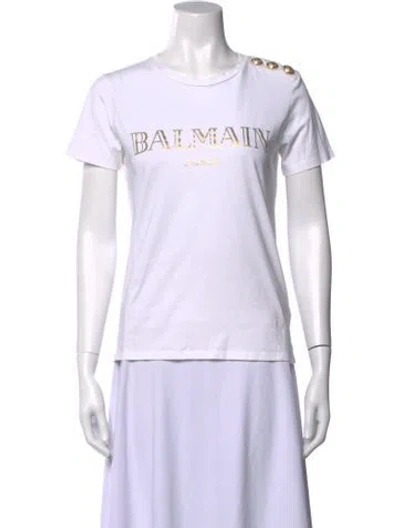 Pre-owned Balmain Graphic Print Crew Neck T-shirt In White