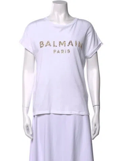 Pre-owned Balmain Graphic Print Crew Neck T-shirt In White