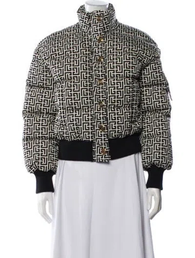Pre-owned Balmain Graphic Print Down Jacket W/ Tags In Neutral