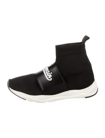 Pre-owned Balmain Graphic Print Embroidered Accent Sock Sneakers In Black