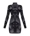 Balmain High-neck Velvet-trimmed Minidress In Black