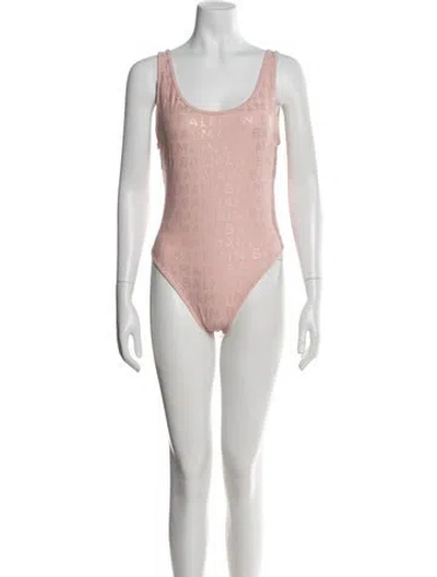 Pre-owned Balmain Graphic Print Glitter Accents One-piece In Pink