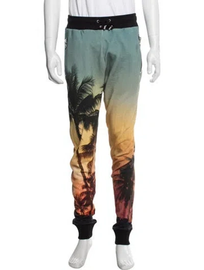 Pre-owned Balmain Graphic Print Joggers In Blue