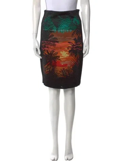 Pre-owned Balmain Graphic Print Knee-length Skirt In Black