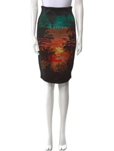 Pre-owned Balmain Graphic Print Knee-length Skirt In Black