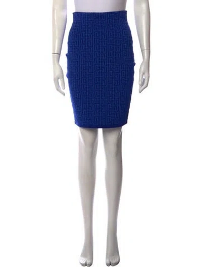 Pre-owned Balmain Graphic Print Knee-length Skirt In Blue