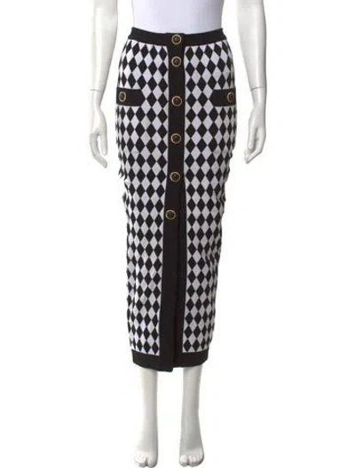 Pre-owned Balmain Graphic Print Long Skirt In Black