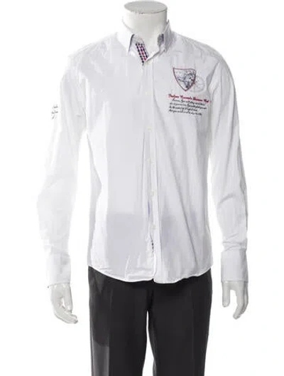 Pre-owned Balmain Graphic Print Long Sleeve Shirt In White