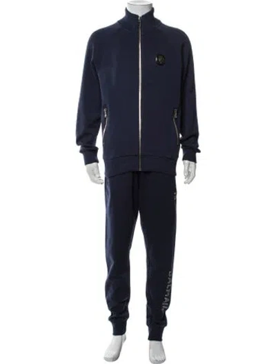 Pre-owned Balmain Graphic Print Lounge Bottoms In Blue