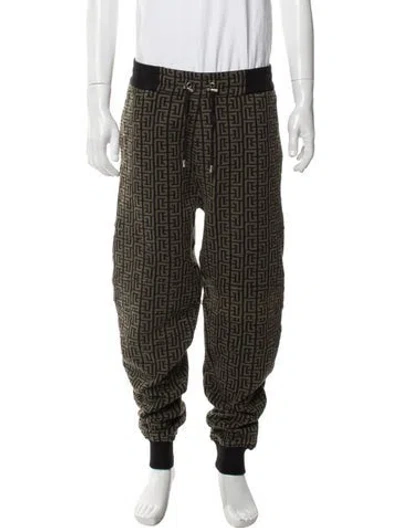 Pre-owned Balmain Graphic Print Lounge Bottoms In Green