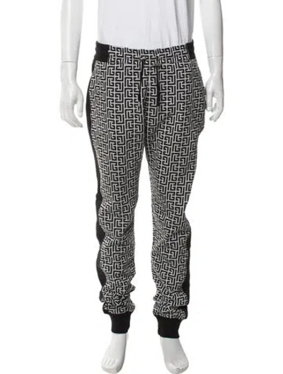 Pre-owned Balmain Graphic Print Lounge Bottoms W/ Tags In Black