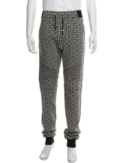 Pre-owned Balmain Graphic Print Lounge Bottoms W/ Tags In Black