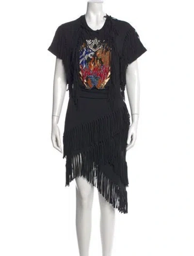 Pre-owned Balmain Graphic Print Midi Length Dress In Black
