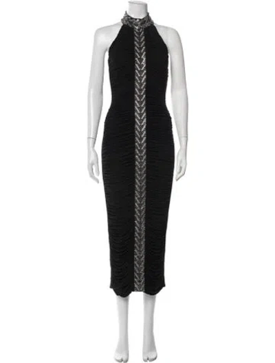 Pre-owned Balmain Graphic Print Midi Length Dress In Black