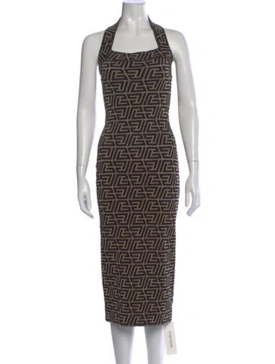 Pre-owned Balmain Graphic Print Midi Length Dress In Multi