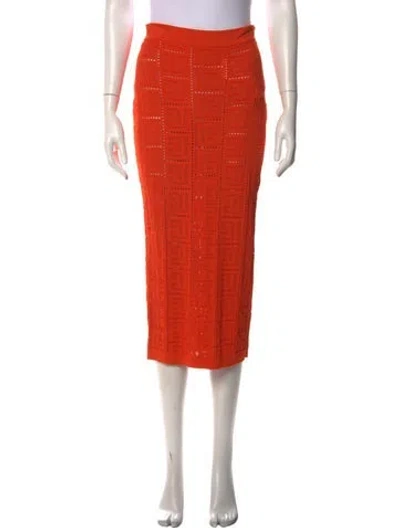 Pre-owned Balmain Graphic Print Midi Length Skirt In Orange