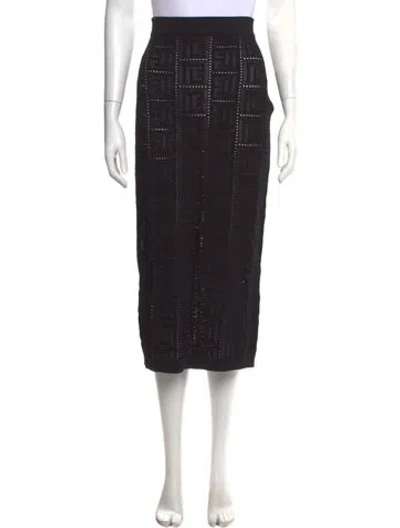 Pre-owned Balmain Graphic Print Midi Length Skirt W/ Tags In Black