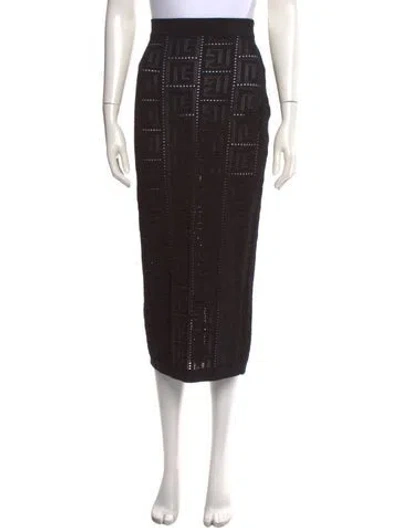 Pre-owned Balmain Graphic Print Midi Length Skirt W/ Tags In Black