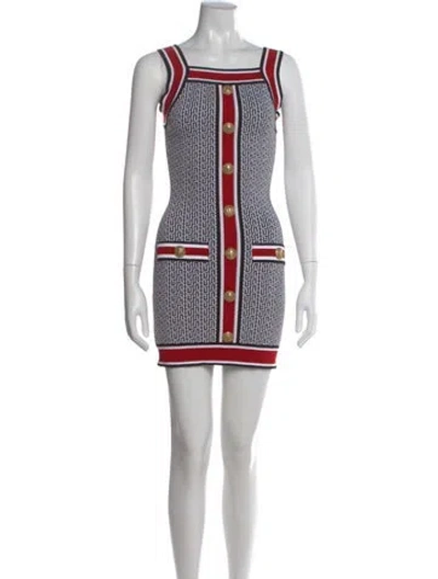 Pre-owned Balmain Graphic Print Mini Dress In Black