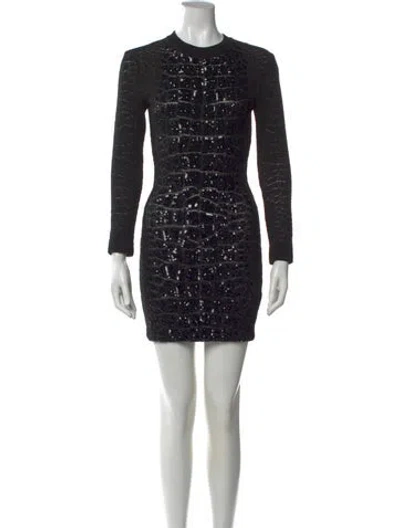 Pre-owned Balmain Graphic Print Mini Dress In Black