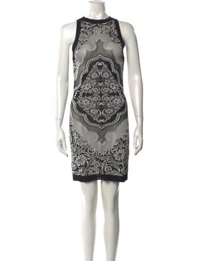 Pre-owned Balmain Graphic Print Mini Dress In Black