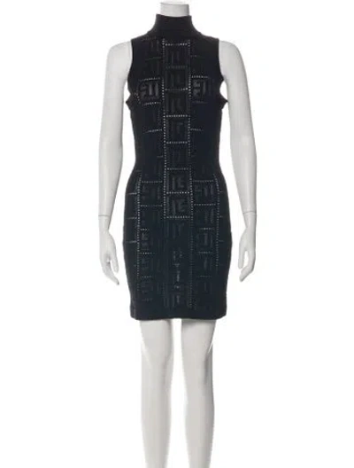 Pre-owned Balmain Graphic Print Mini Dress In Black