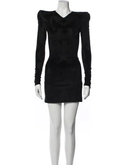 Pre-owned Balmain Graphic Print Mini Dress In Black