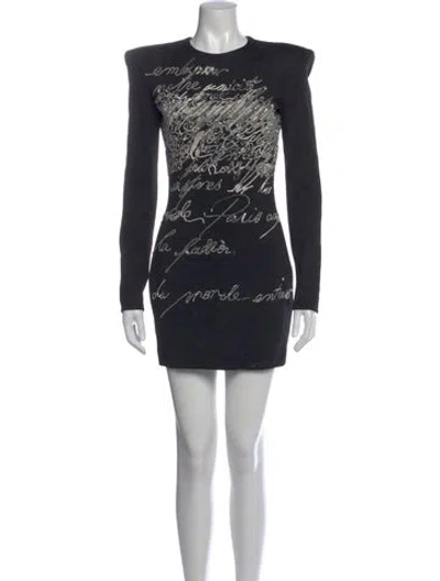 Pre-owned Balmain Graphic Print Mini Dress In Black