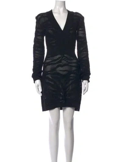 Pre-owned Balmain Graphic Print Mini Dress In Black