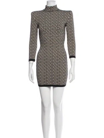 Pre-owned Balmain Graphic Print Mini Dress In Black