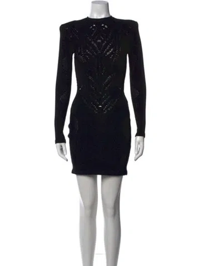 Pre-owned Balmain Graphic Print Mini Dress In Black