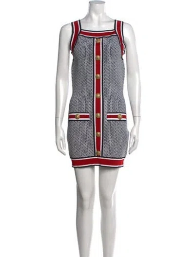 Pre-owned Balmain Graphic Print Mini Dress In Black