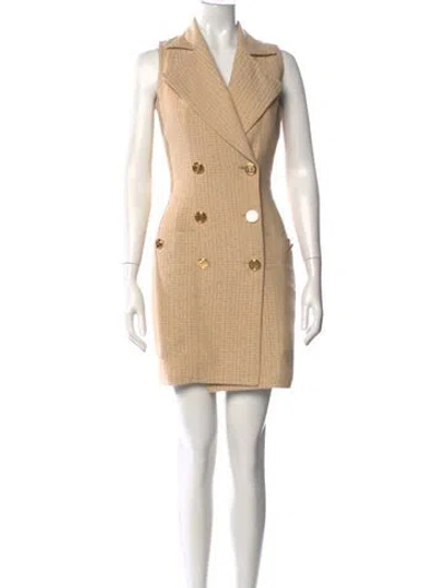 Pre-owned Balmain Graphic Print Mini Dress In Brown