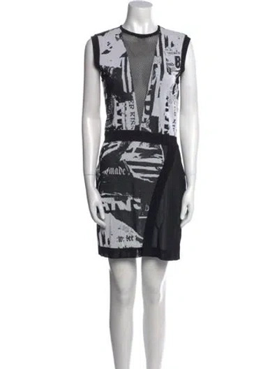 Pre-owned Balmain Graphic Print Mini Dress In Multi