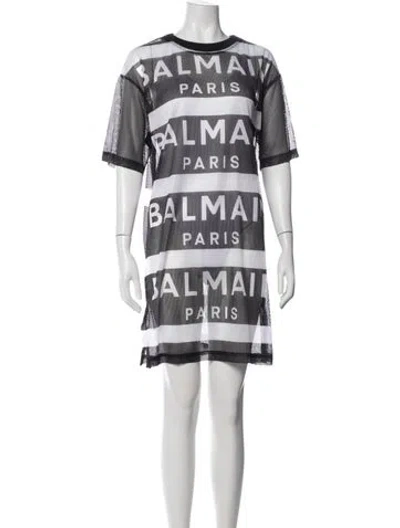 Pre-owned Balmain Graphic Print Mini Dress In Multi