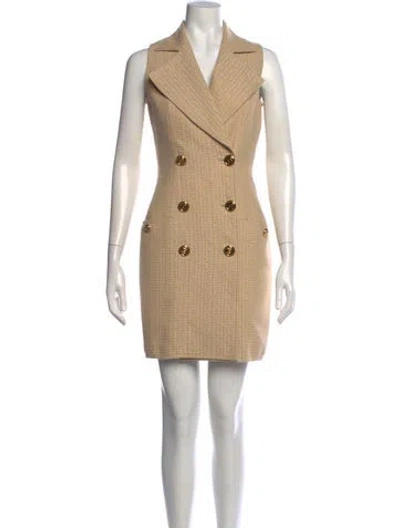 Pre-owned Balmain Graphic Print Mini Dress In Neutral
