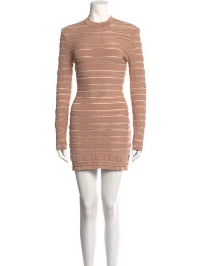 Pre-owned Balmain Graphic Print Mini Dress In Neutrals