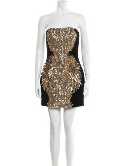 Pre-owned Balmain Graphic Print Mini Dress W/ Tags In Black