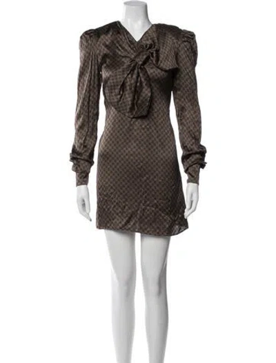 Pre-owned Balmain Graphic Print Mini Dress W/ Tags In Brown