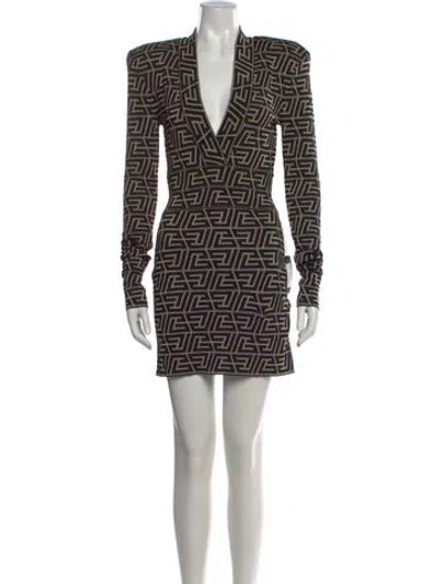 Pre-owned Balmain Graphic Print Mini Dress W/ Tags In Neutral