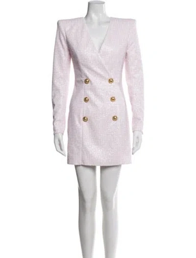 Pre-owned Balmain Graphic Print Mini Dress In White