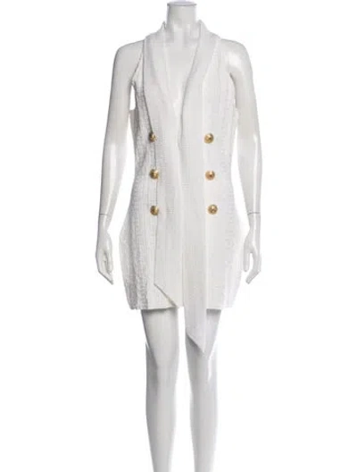 Pre-owned Balmain Graphic Print Mini Dress In White