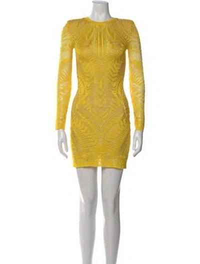 Pre-owned Balmain Graphic Print Mini Dress In Yellow