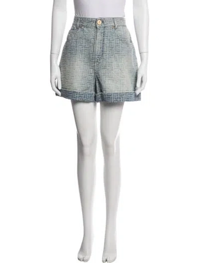 Pre-owned Balmain Graphic Print Mini Shorts In Black/neutrals