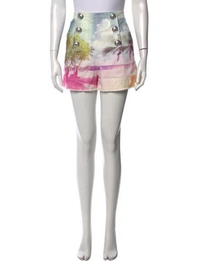 Pre-owned Balmain Graphic Print Mini Shorts In Multi